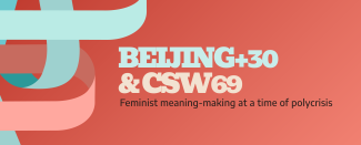 Banner for the article "Beijing+30 & CSW: Feminist meaning-making at a time of polycrisis"